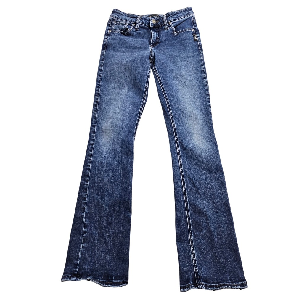 Silver Jeans Co. Avery Slim Boot Womens W28 L31 Blue Distressed Denim Jeans